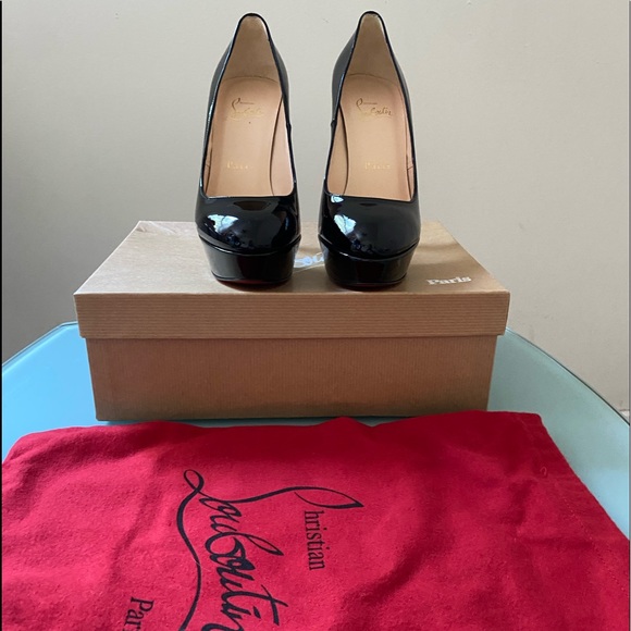 Authentic Christian Louboutin - Black Leather Bianca Platform Pumps Size 36 New - Picture 9 of 16